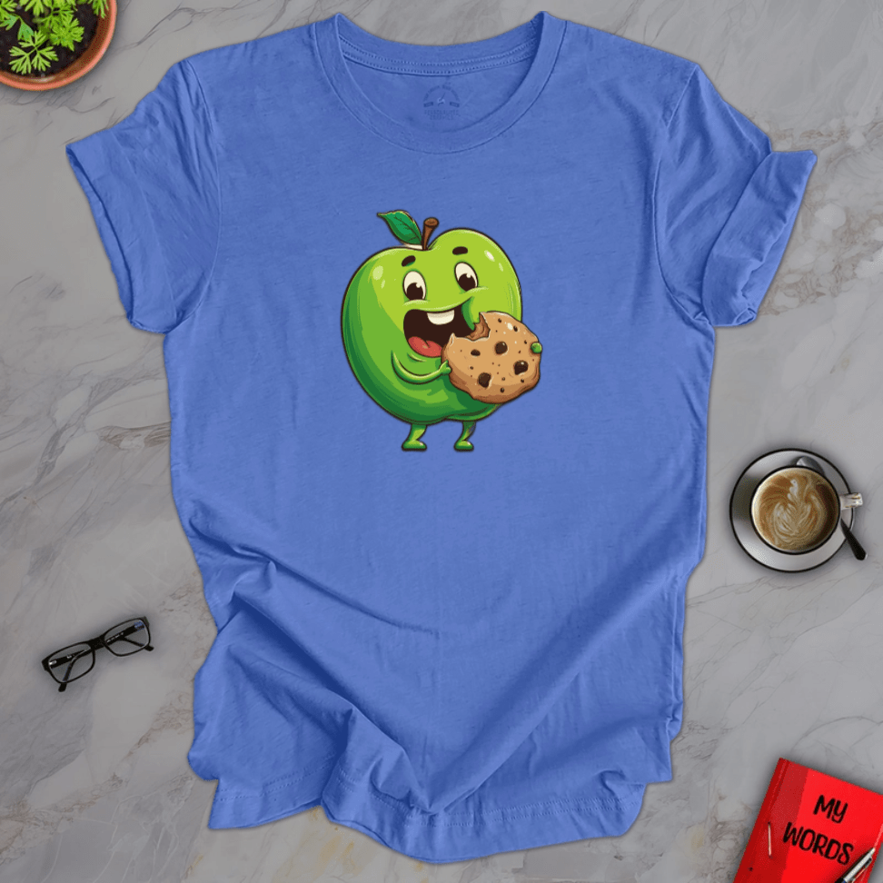 Personalized Graphics Apple Eating Cookie Premier T-Shirt Heather Columbia Blue / XS
