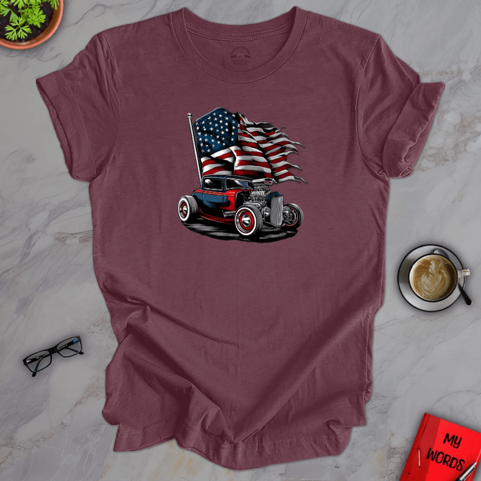 Personalized Graphics Patriotic Hot Rod Premium T-Shirt Heather Maroon / XS