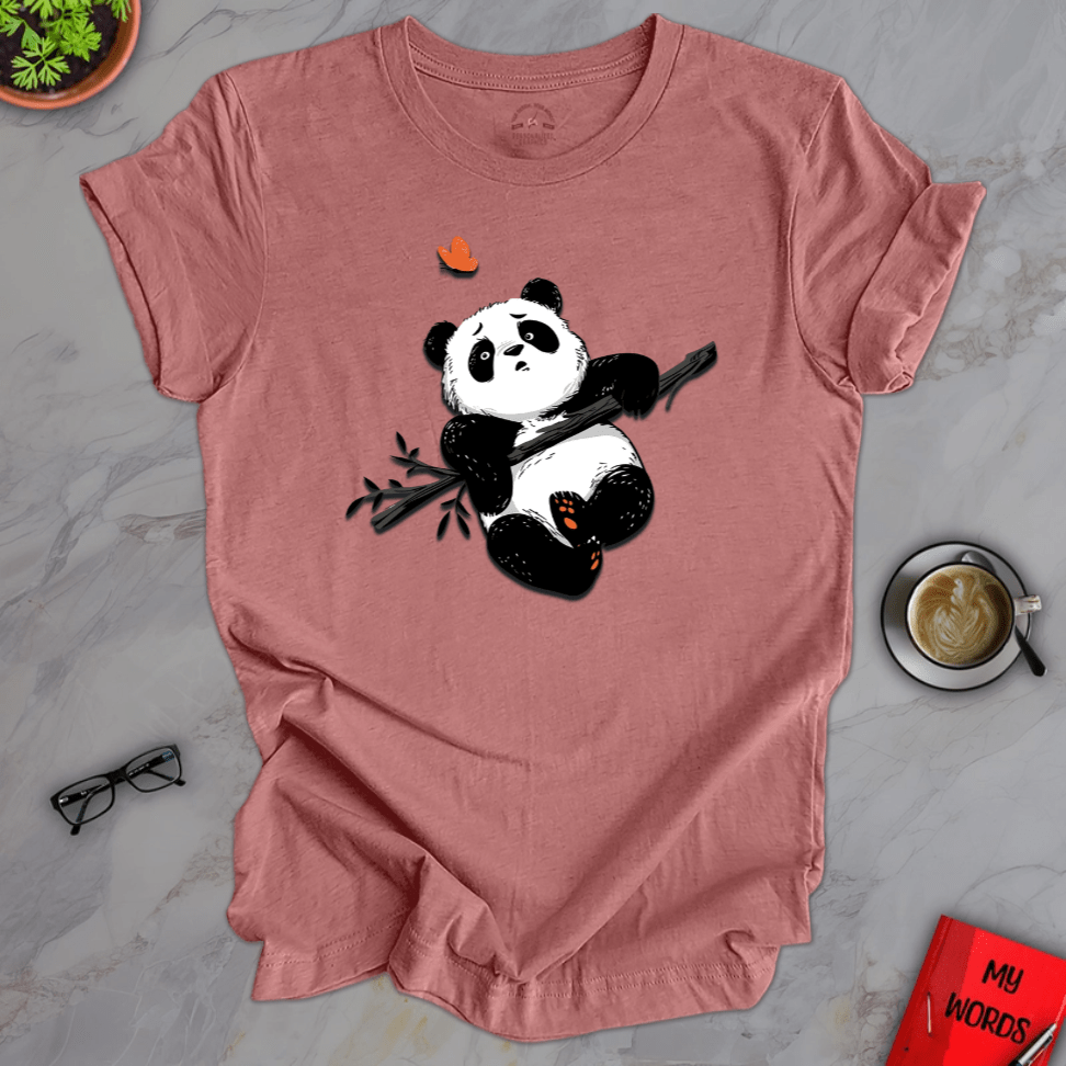 Personalized Graphics Panda & Butterfly Premium T-Shirt Heather Mauve / XS