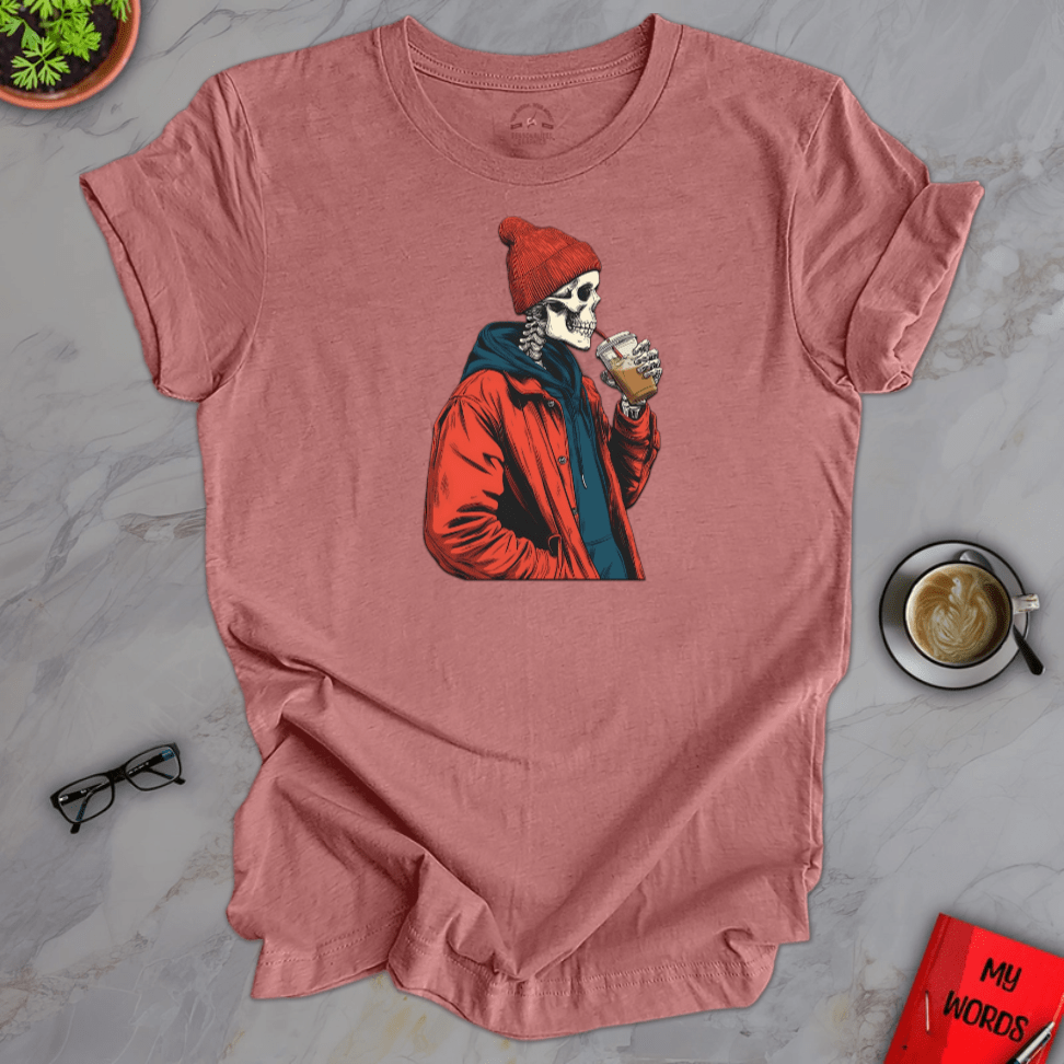Personalized Graphics Skeleton Drinking Premium T-Shirt Heather Mauve / XS