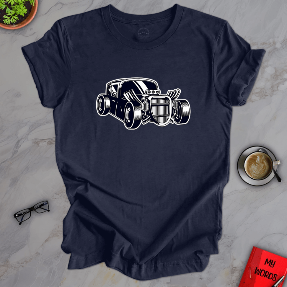 Personalized Graphics Old School Hot Rod Premium T-Shirt Heather Midnight Navy / XS