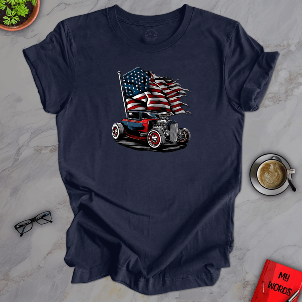Personalized Graphics Patriotic Hot Rod Premium T-Shirt Heather Midnight Navy / XS