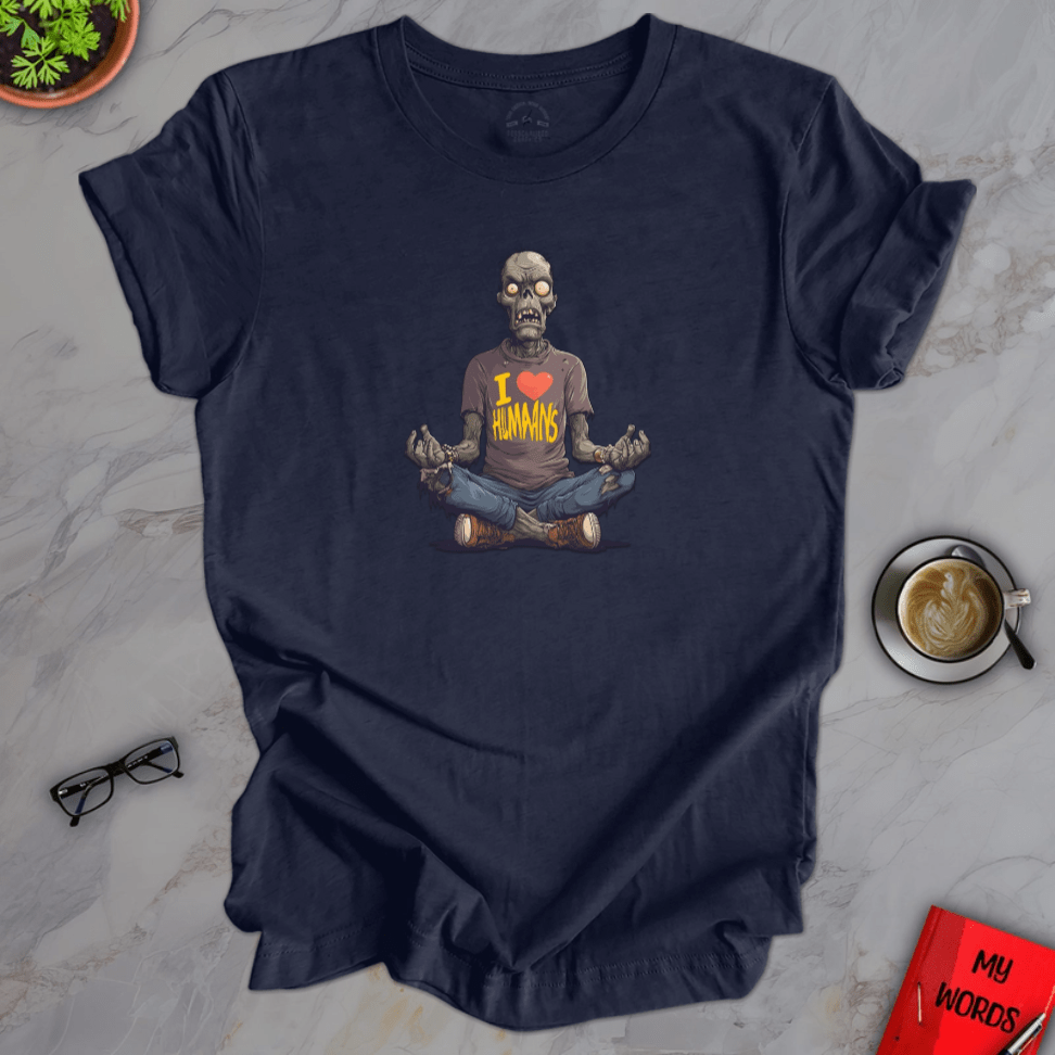 Personalized Graphics Yoga Zombie Premium T-Shirt Heather Midnight Navy / XS