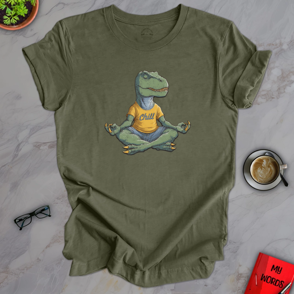 Personalized Graphics Yoga T-Rex Premium T-Shirt Heather Military Green / XS