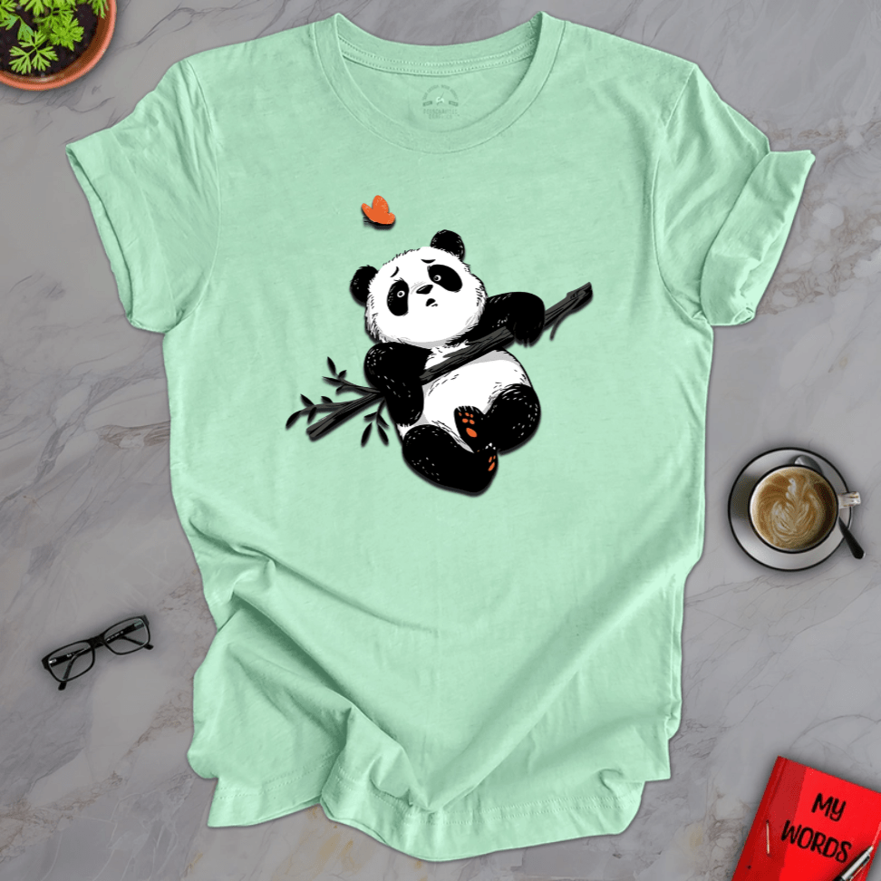 Personalized Graphics Panda & Butterfly Premium T-Shirt Heather Mint / XS
