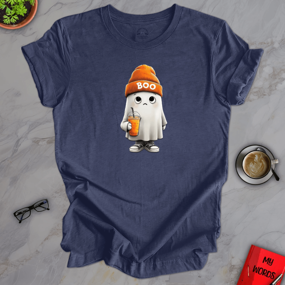 Personalized Graphics Boo Beanie Ghost Premium T-Shirt Heather Navy / XS