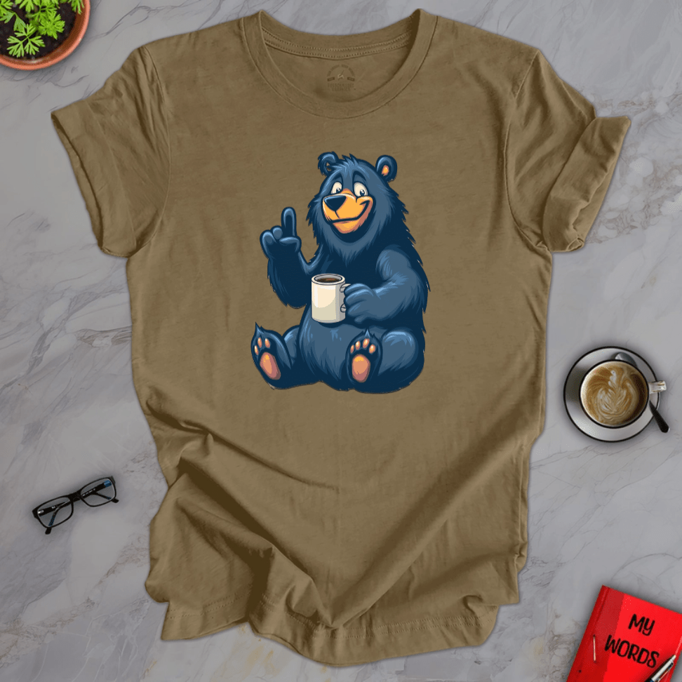 Personalized Graphics Coffee Bear Premium T-Shirt Heather Olive / XS