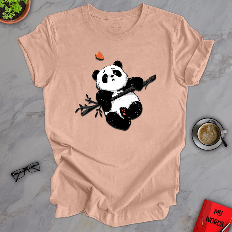 Personalized Graphics Panda & Butterfly Premium T-Shirt Heather Prism Peach / XS