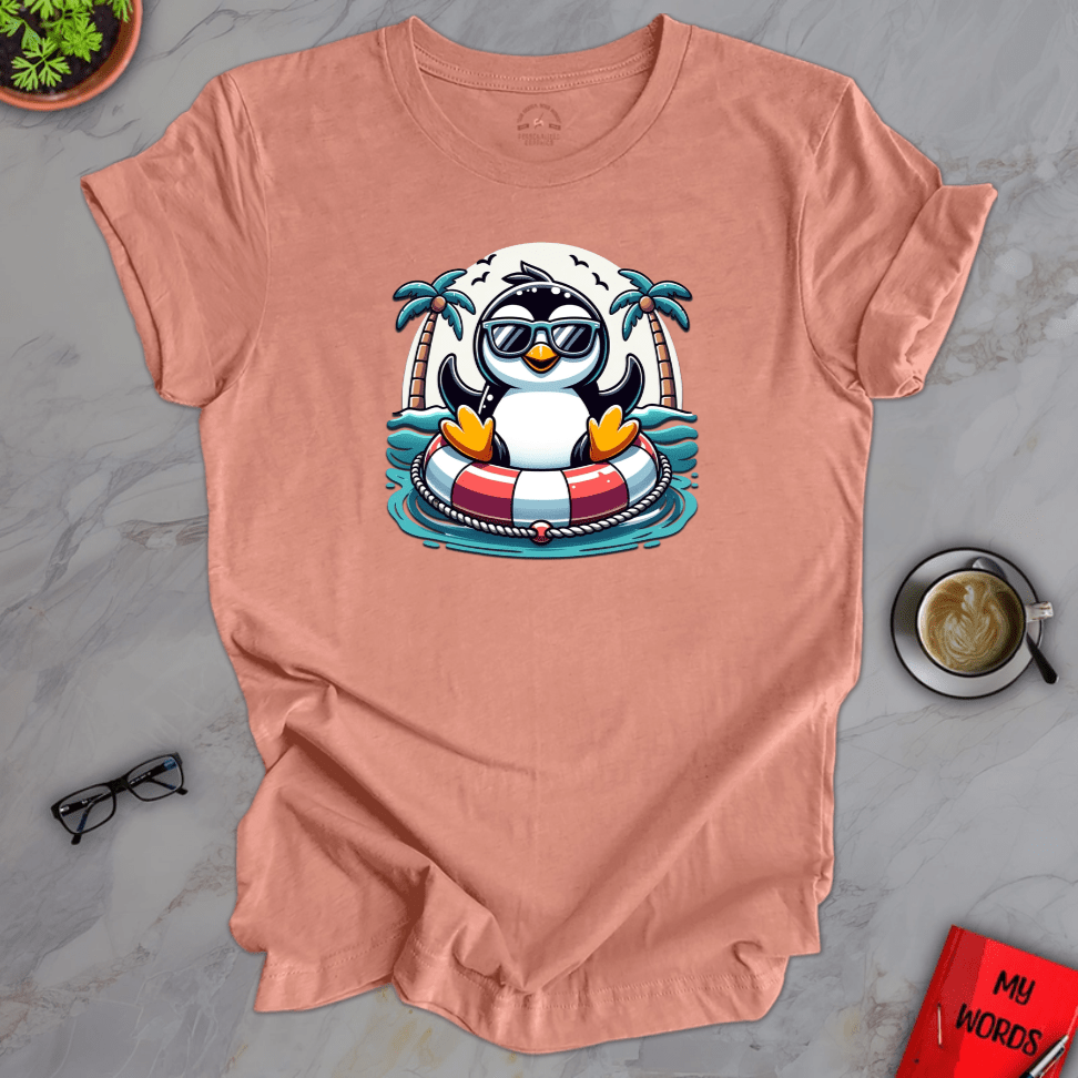Personalized Graphics Penguin Tubing Premium T-Shirt Heather Prism Sunset / XS
