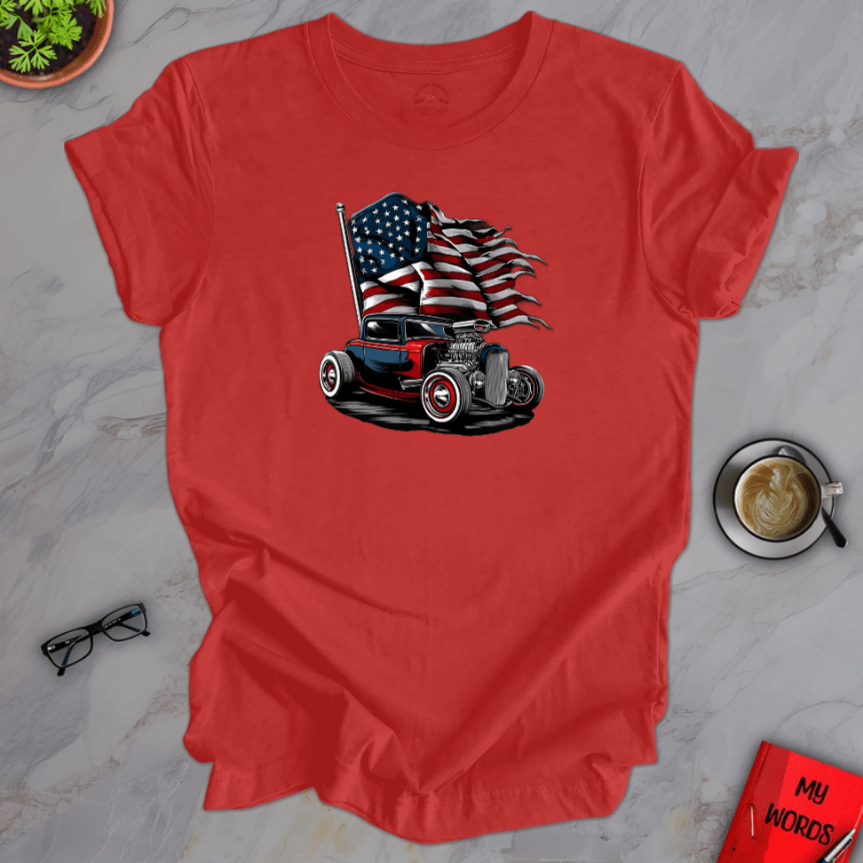 Personalized Graphics Patriotic Hot Rod Premium T-Shirt Heather Red / XS