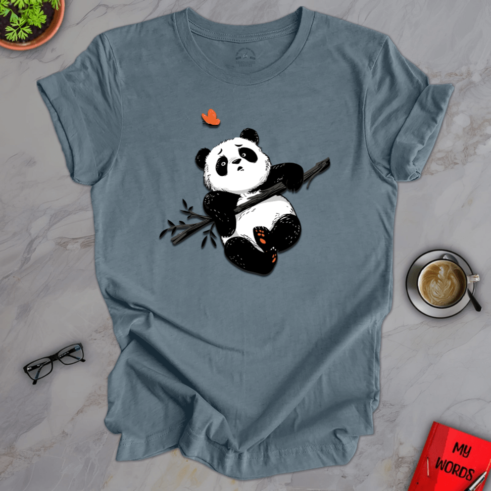 Personalized Graphics Panda & Butterfly Premium T-Shirt Heather Slate / XS