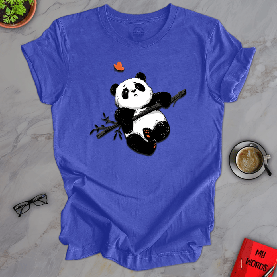 Personalized Graphics Panda & Butterfly Premium T-Shirt Heather True Royal / XS