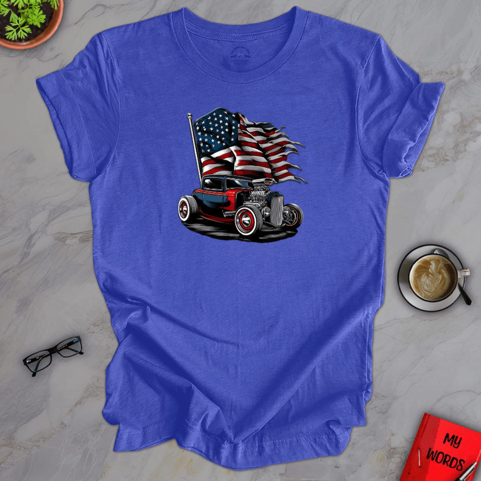 Personalized Graphics Patriotic Hot Rod Premium T-Shirt Heather True Royal / XS