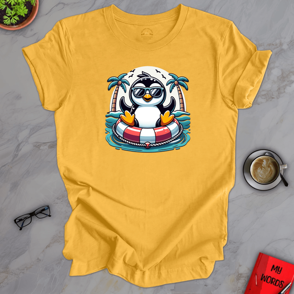 Personalized Graphics Penguin Tubing Premium T-Shirt Heather Yellow Gold / XS