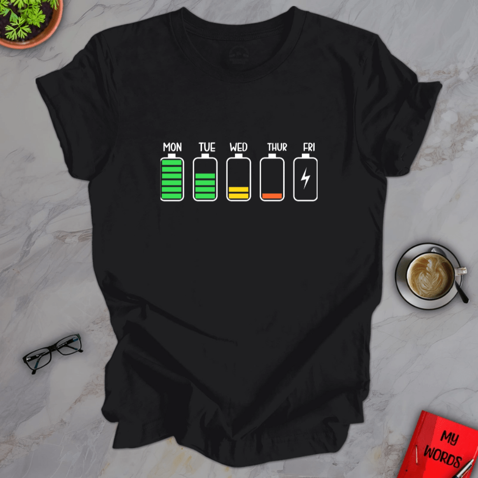 Personalized Graphics Battery Life Premium T-Shirt Solid Black Blend / XS