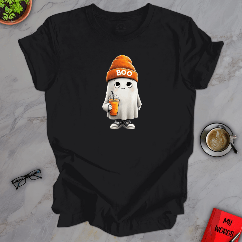 Personalized Graphics Boo Beanie Ghost Premium T-Shirt Solid Black Blend / XS