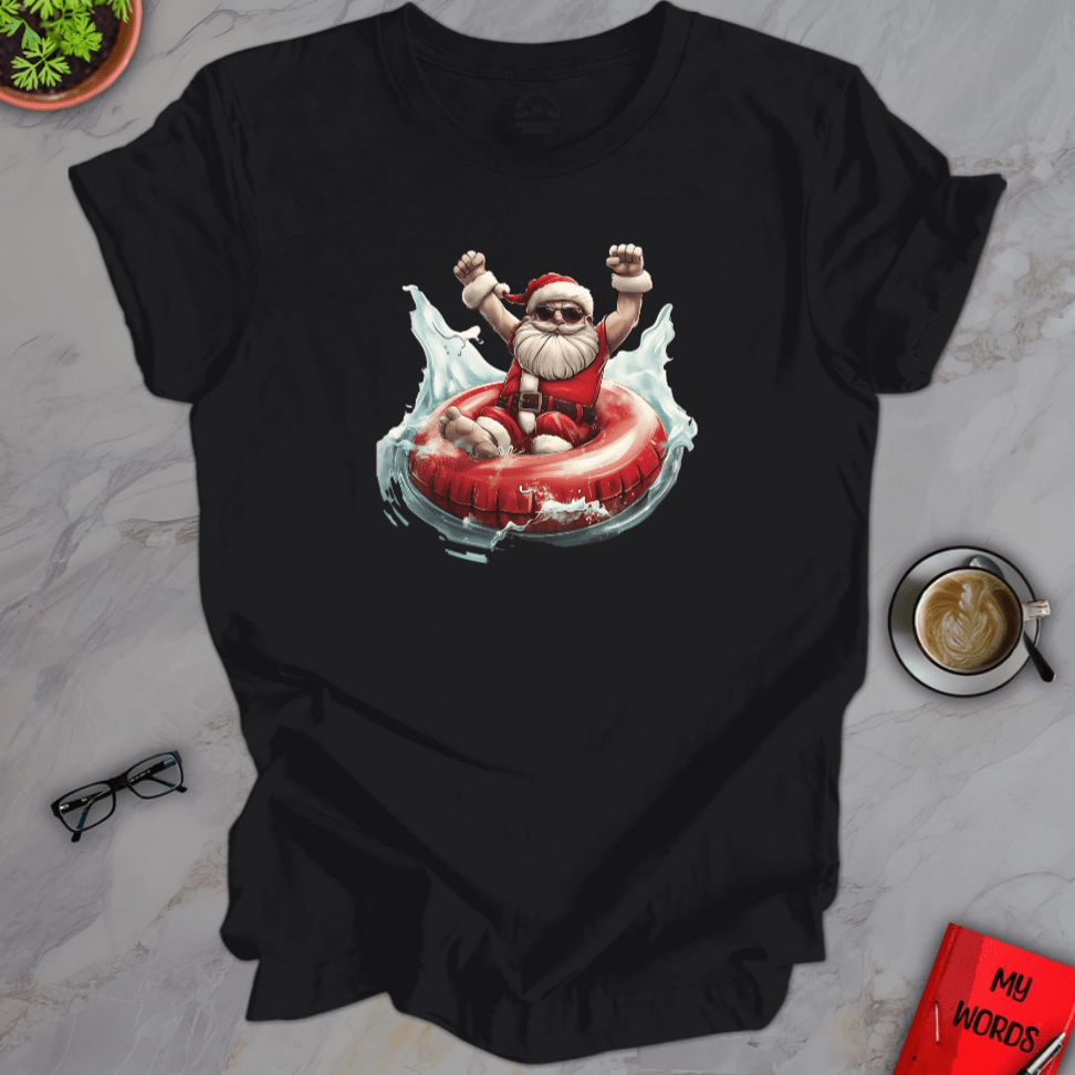 Personalized Graphics Santa Tubing Premium T-Shirt Solid Black Blend / XS