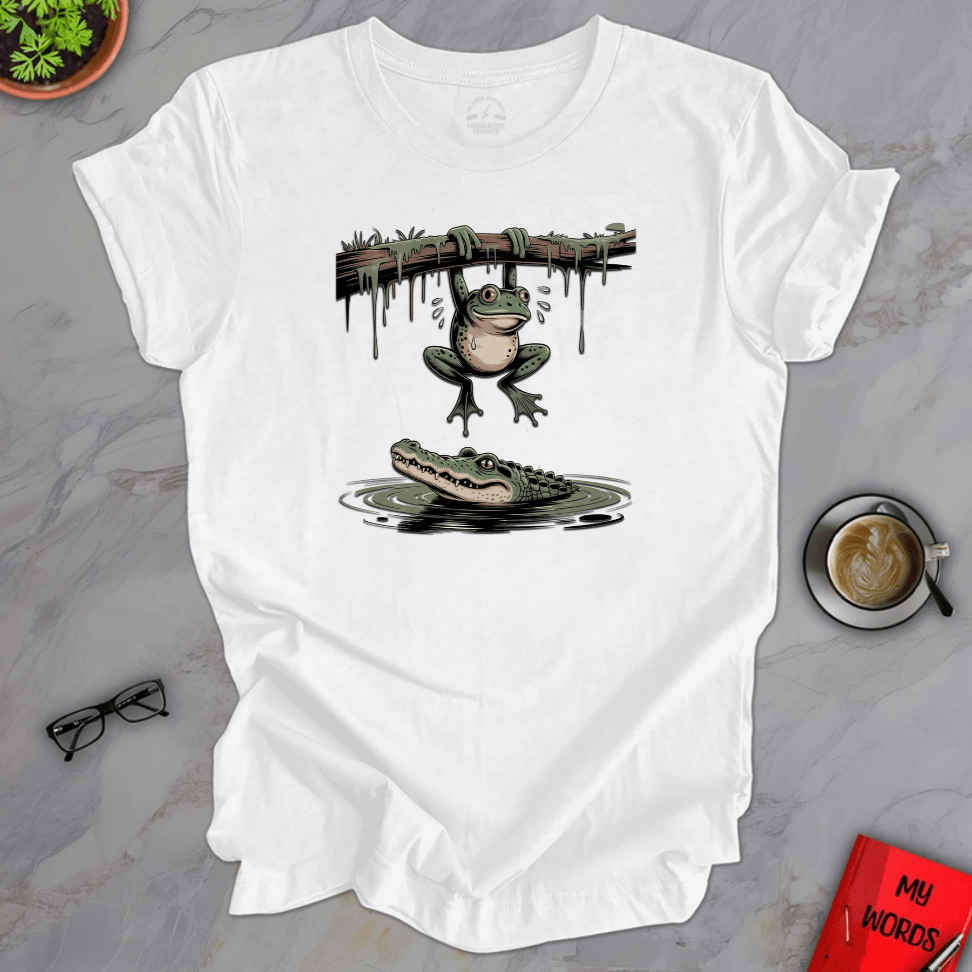 Personalized Graphics Frog and Alligator Premium T-Shirt Solid White Blend / XS
