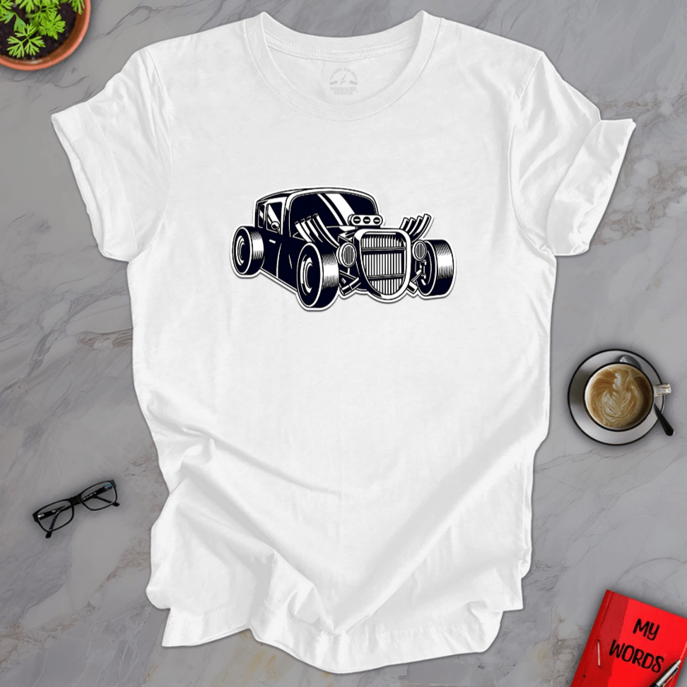 Personalized Graphics Old School Hot Rod Premium T-Shirt Solid White Blend / XS