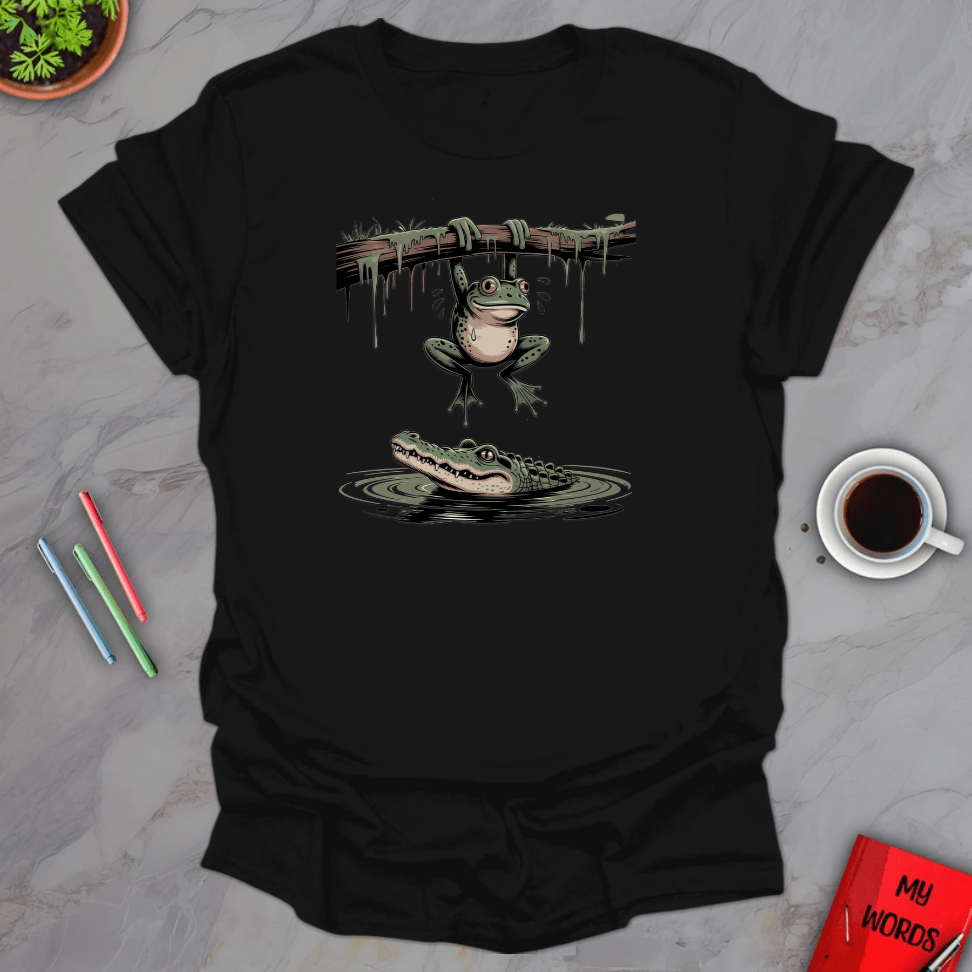 Personalized Graphics Frog and Alligator T-Shirt Black / S