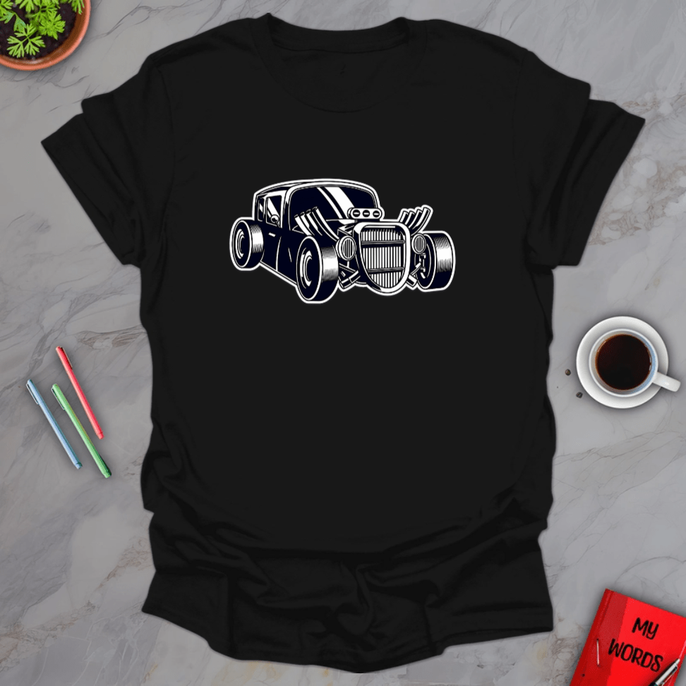 Personalized Graphics Old School Hot Rod T-Shirt Black / S