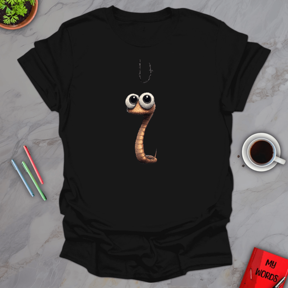 Personalized Graphics Worm vs Hook T-Shirt Black / S