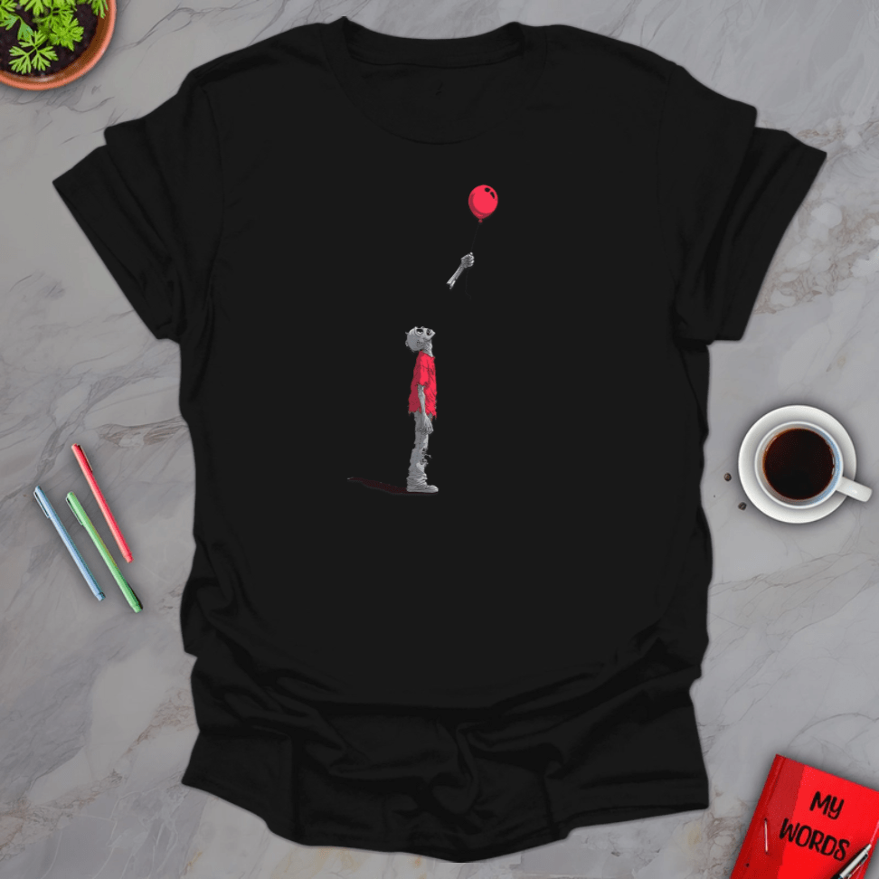 Personalized Graphics Zombie Red Balloon T-Shirt Black / S