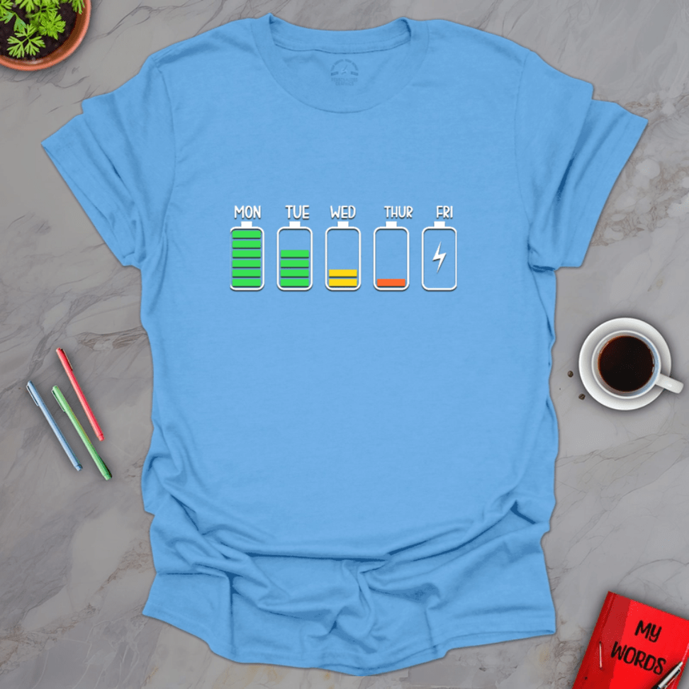 Personalized Graphics Battery Life T-Shirt Carolina Blue / S