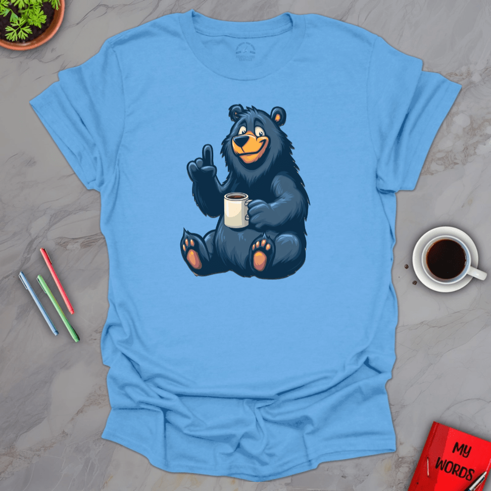 Personalized Graphics Coffee Bear T-Shirt Carolina Blue / S