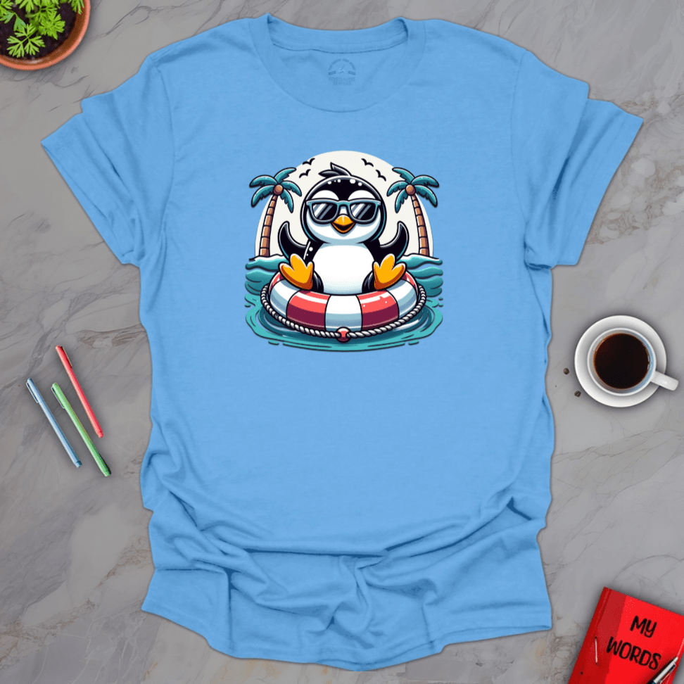 Personalized Graphics Penguin Tubing T-Shirt Carolina Blue / S