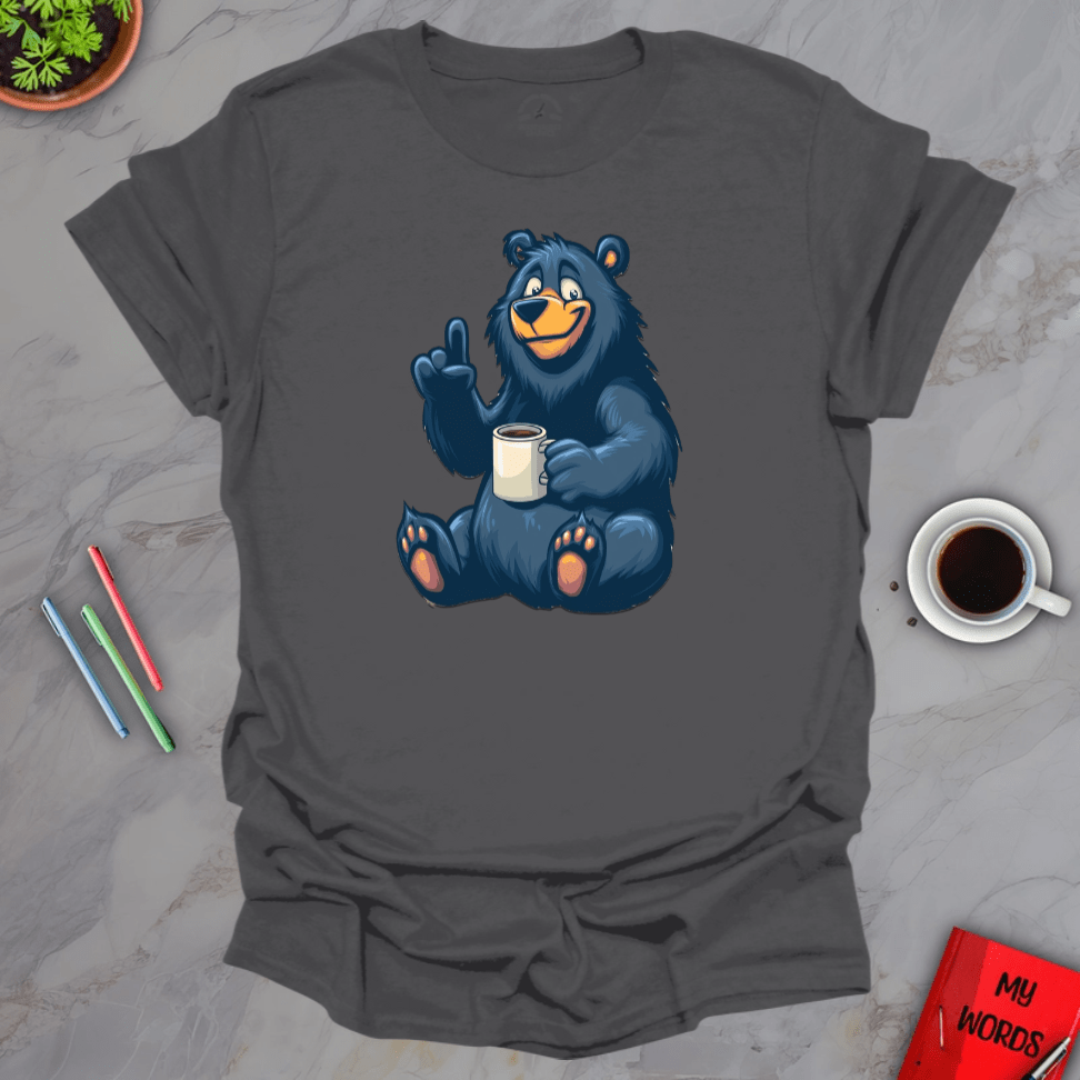Personalized Graphics Coffee Bear T-Shirt Charcoal / S