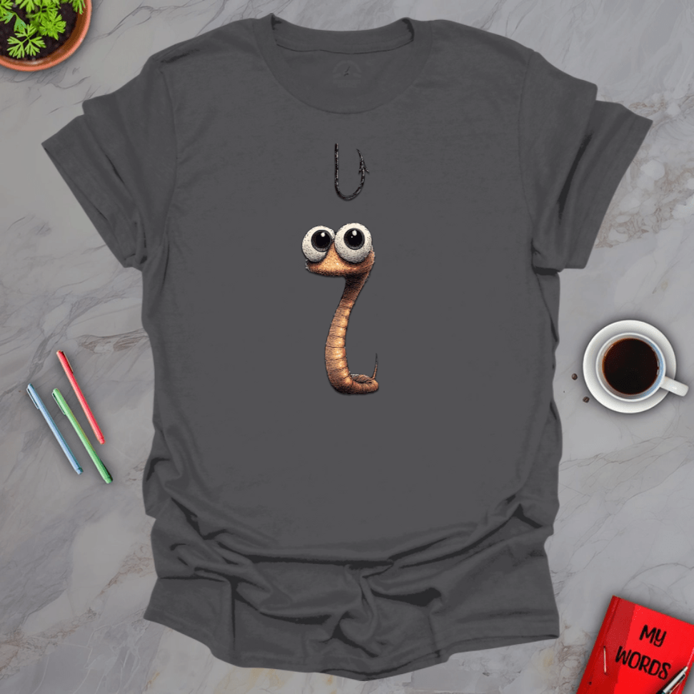 Personalized Graphics Worm vs Hook T-Shirt Charcoal / S