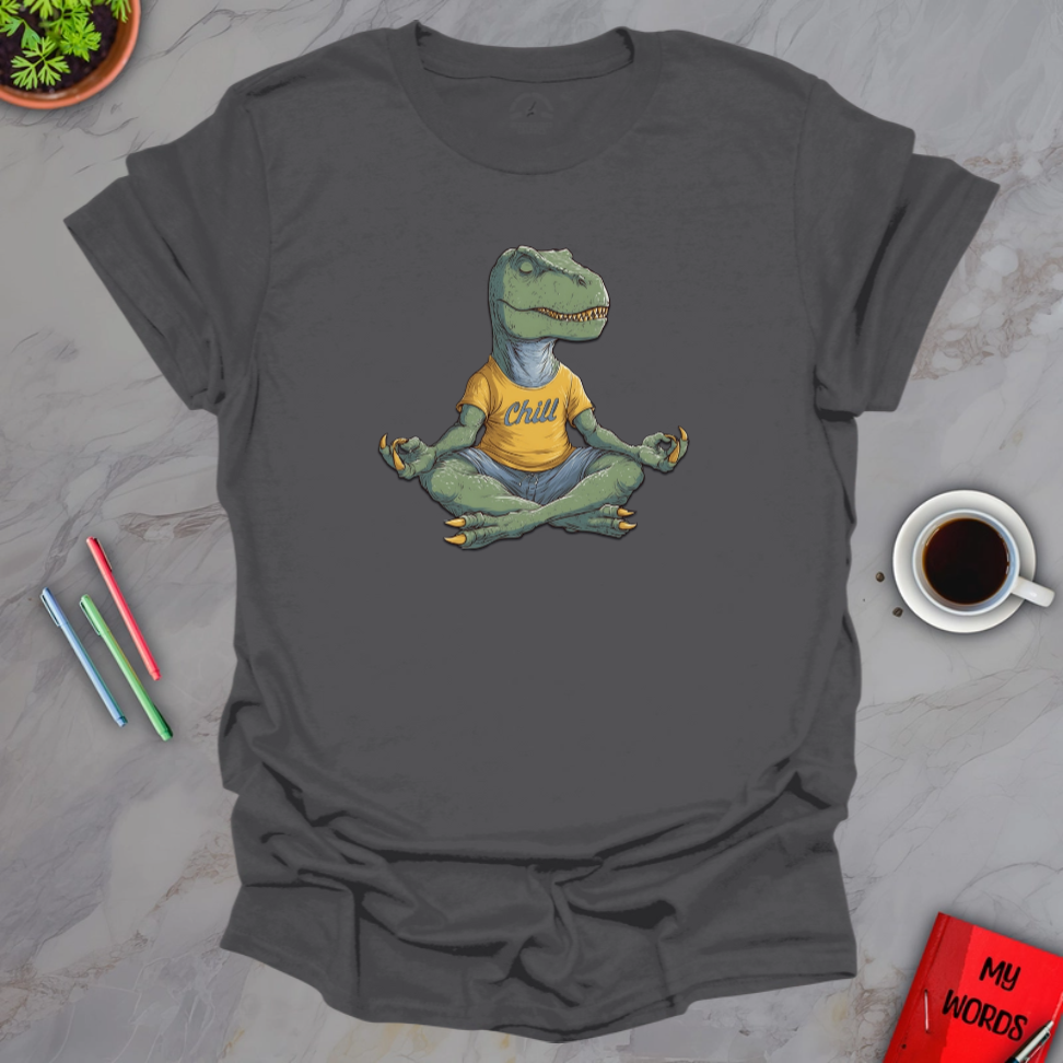 Personalized Graphics Yoga T-Rex T-Shirt Charcoal / S