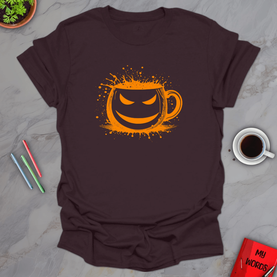 Personalized Graphics Halloween Mug T-Shirt Dark Chocolate / S
