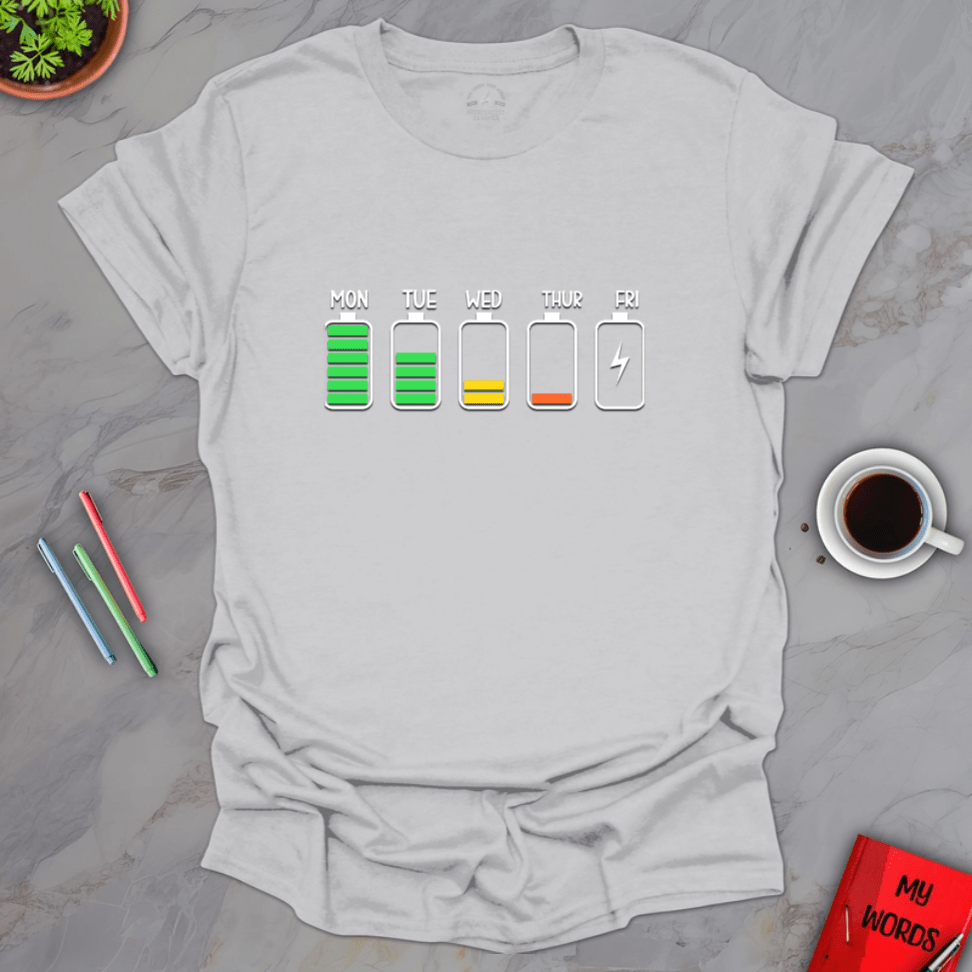 Personalized Graphics Battery Life T-Shirt Ice Grey / S