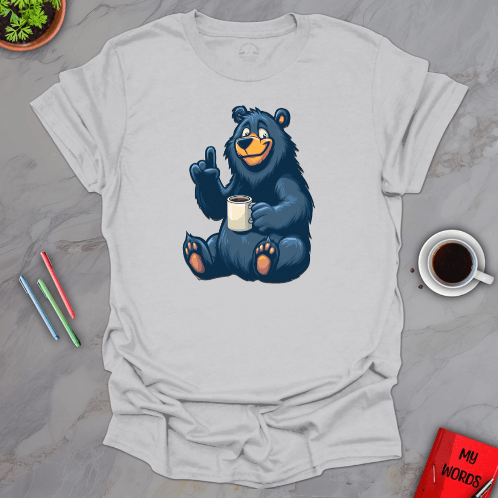 Personalized Graphics Coffee Bear T-Shirt Ice Grey / S