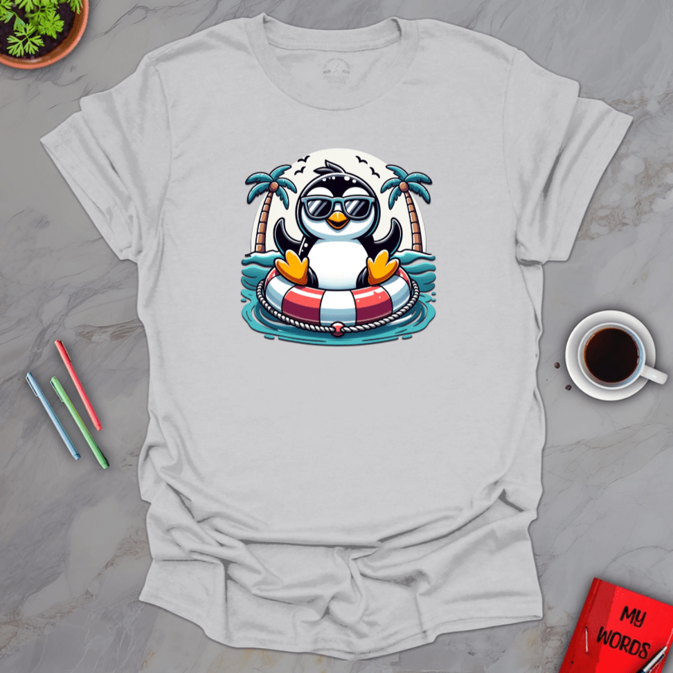 Personalized Graphics Penguin Tubing T-Shirt Ice Grey / S