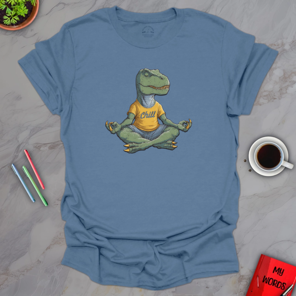 Personalized Graphics Yoga T-Rex T-Shirt Indigo Blue / S