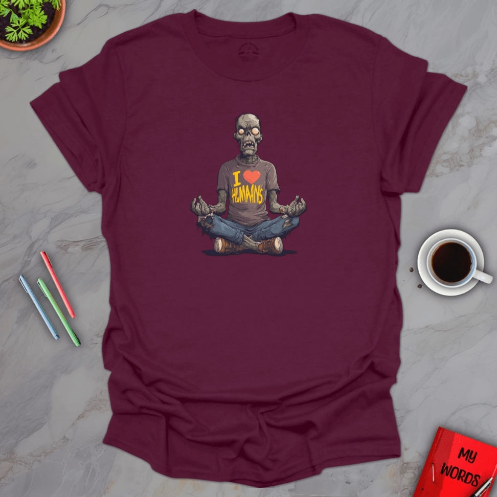 Personalized Graphics Yoga Zombie T-Shirt Maroon / S