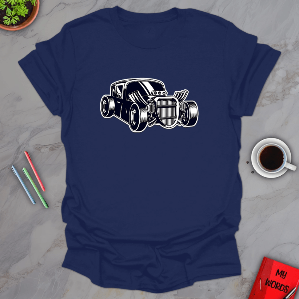 Personalized Graphics Old School Hot Rod T-Shirt Navy / S