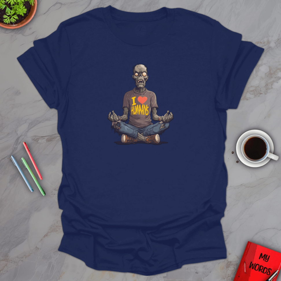 Personalized Graphics Yoga Zombie T-Shirt Navy / S