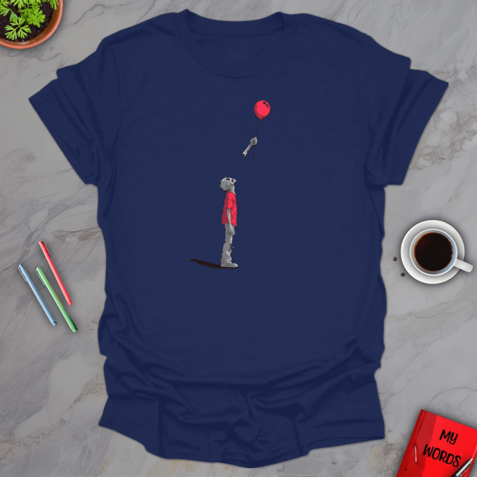 Personalized Graphics Zombie Red Balloon T-Shirt Navy / S
