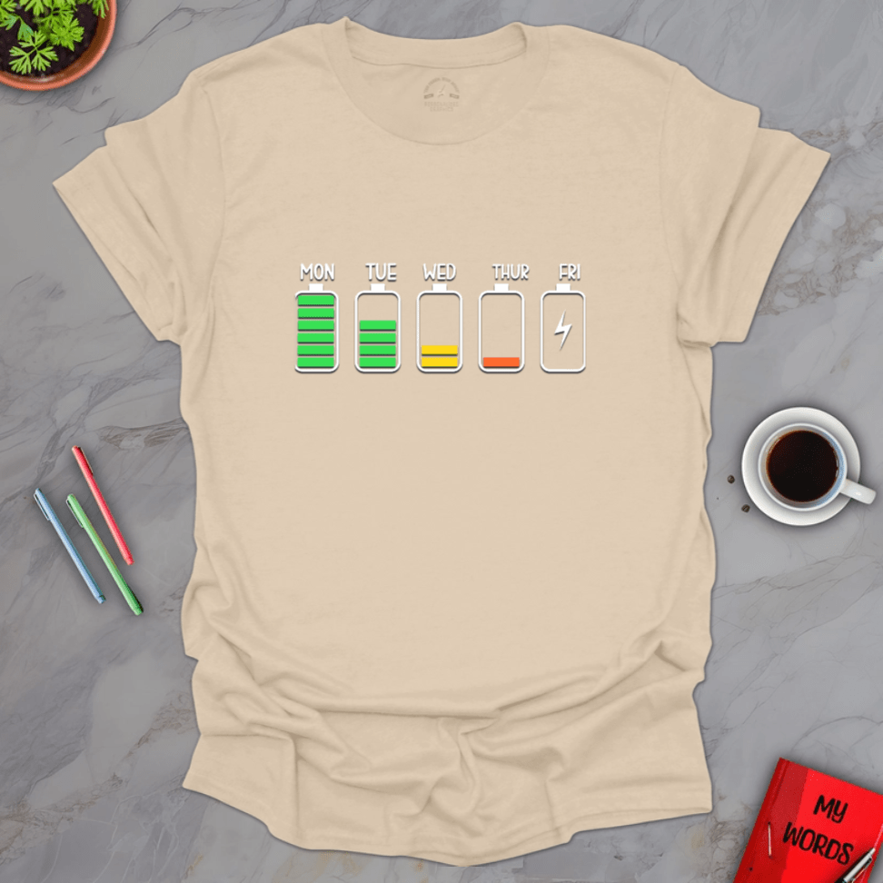 Personalized Graphics Battery Life T-Shirt Sand / S