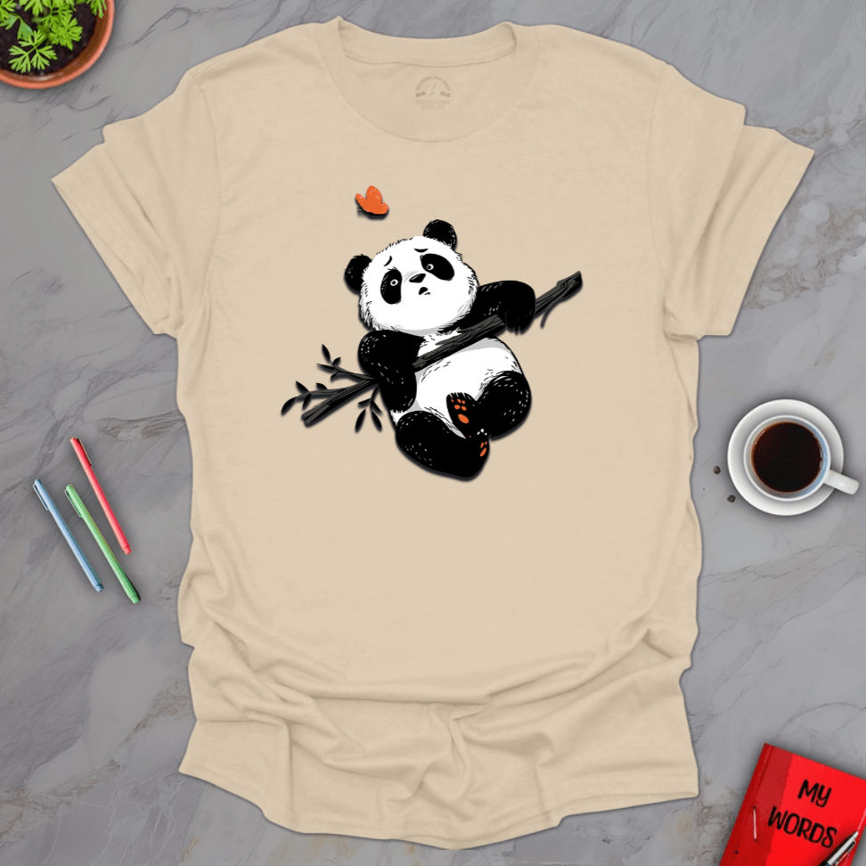 Personalized Graphics Panda & Butterfly T-Shirt Sand / S