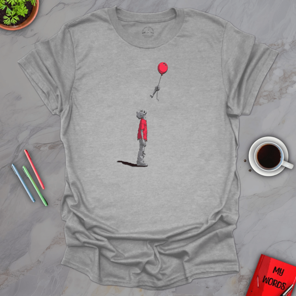 Personalized Graphics Zombie Red Balloon T-Shirt Sport Grey / S