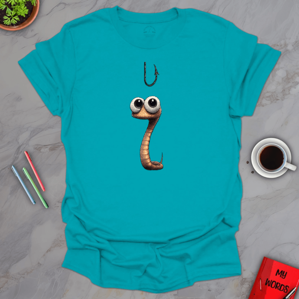 Personalized Graphics Worm vs Hook T-Shirt Tropical Blue / S
