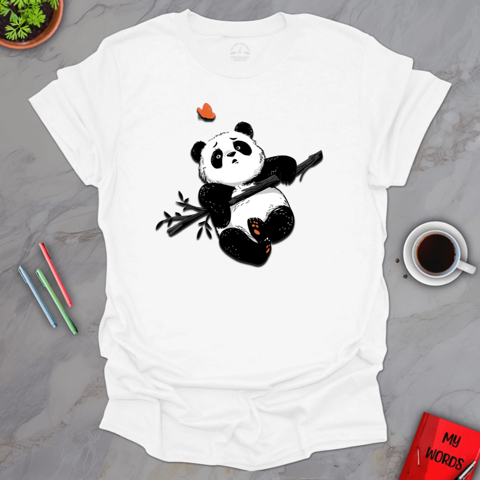 Personalized Graphics Panda & Butterfly T-Shirt White / S