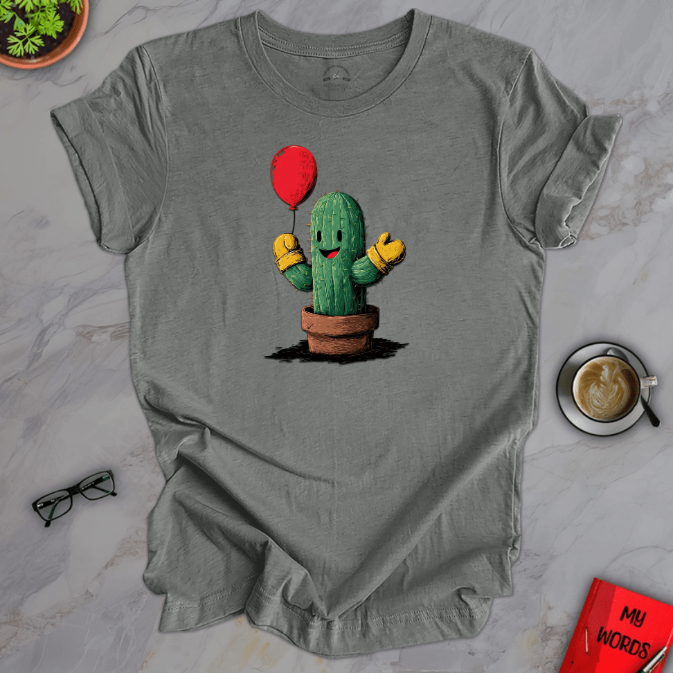 Personalized Graphics Cactus Holding Balloon Premium T-Shirt Deep Heather / XS