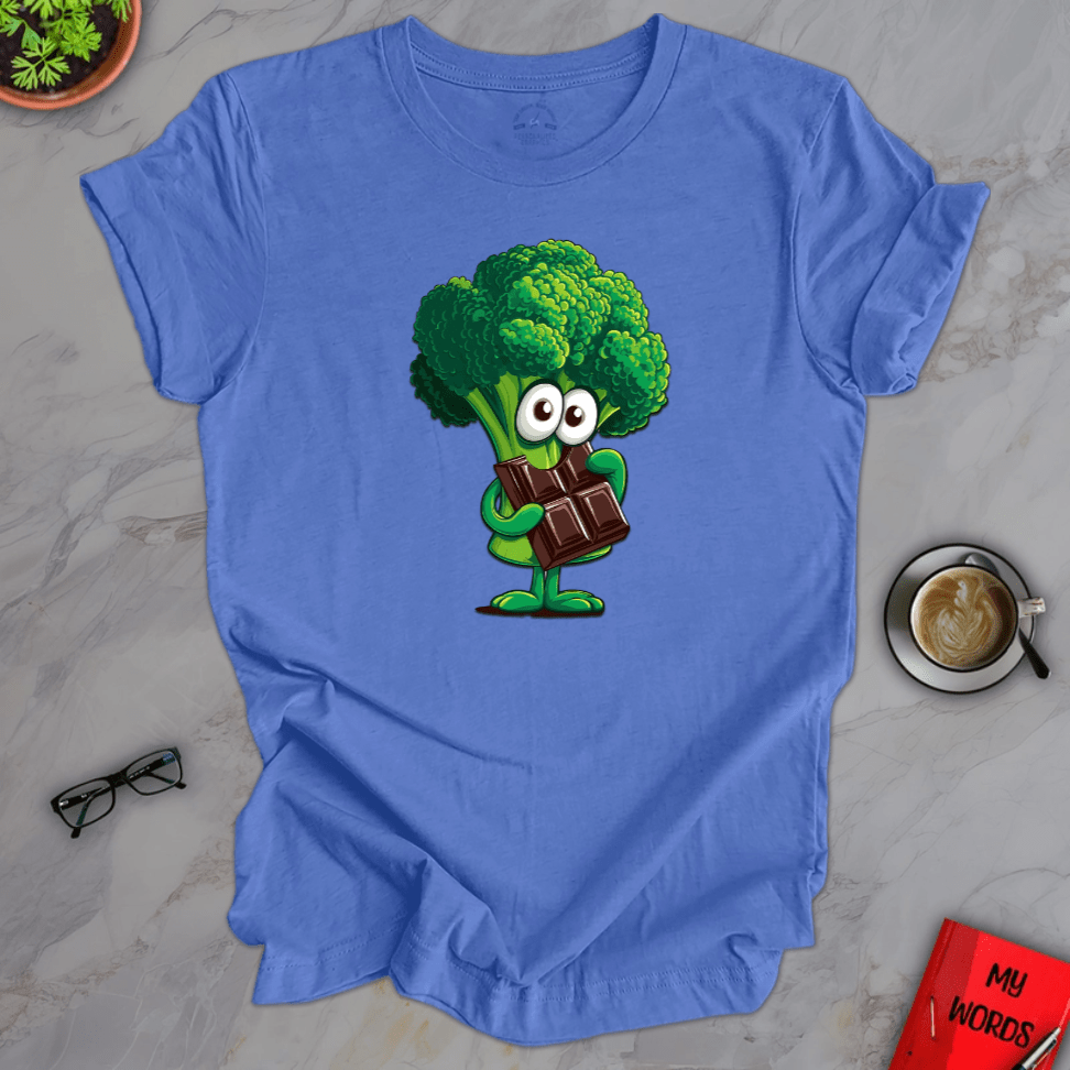 Personalized Graphics Broccoli Eating Chocolate Premium T-Shirt Heather Columbia Blue / XS