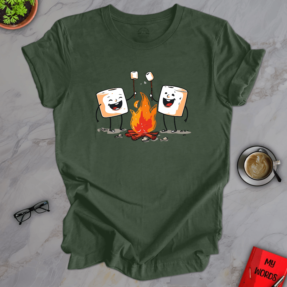 Personalized Graphics Marshmallow Roast Premium T-Shirt Heather Forest / XS